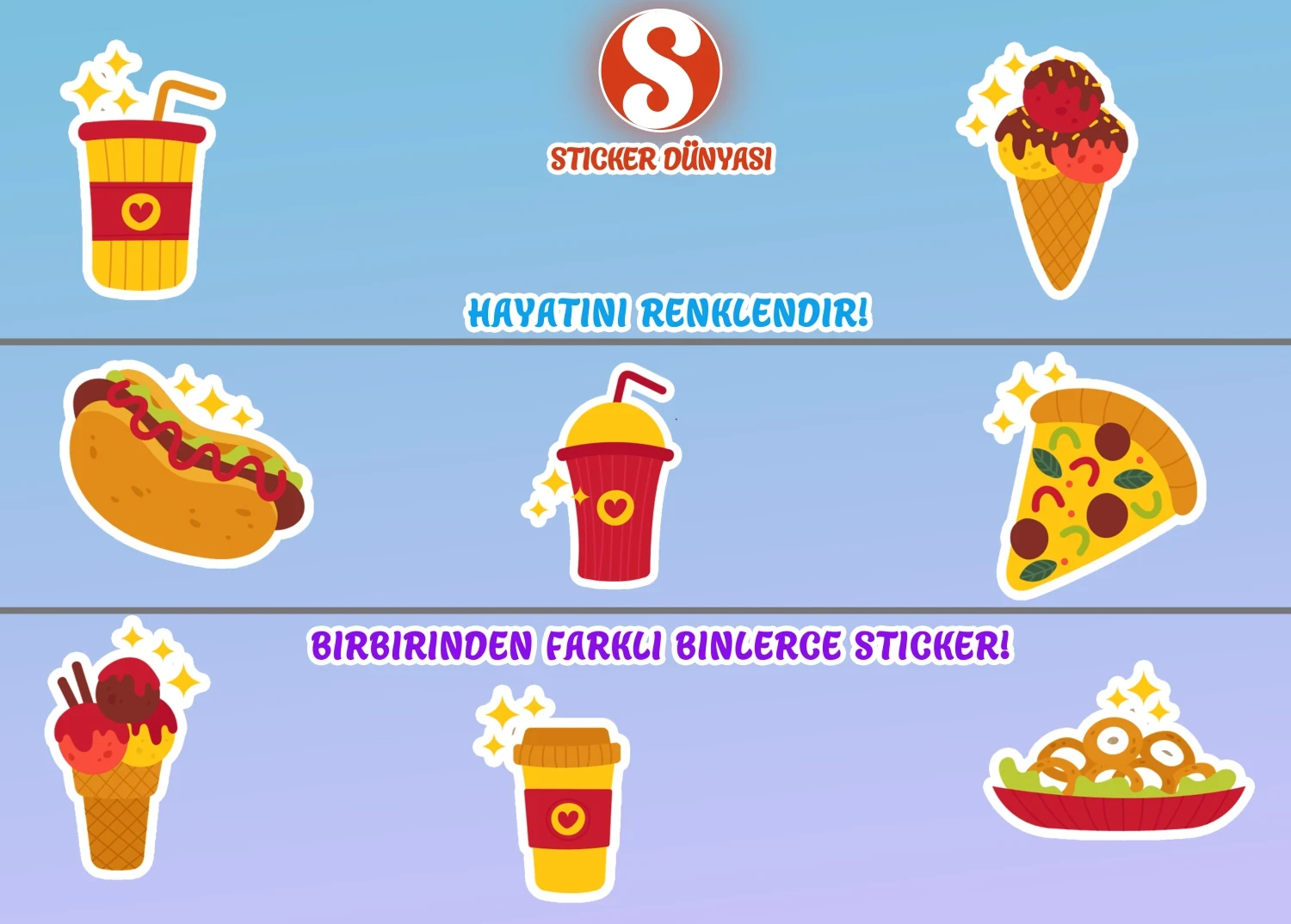 Fast Food Desenli Lezzetli Sticker Koleksiyonu (FastFood2) görsel 4